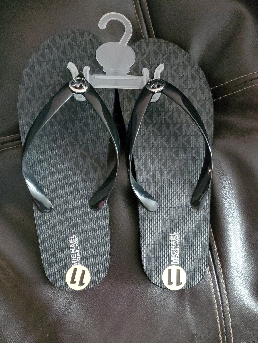 MICHAEL Michael Kors Black Logo-Print Flip Flops